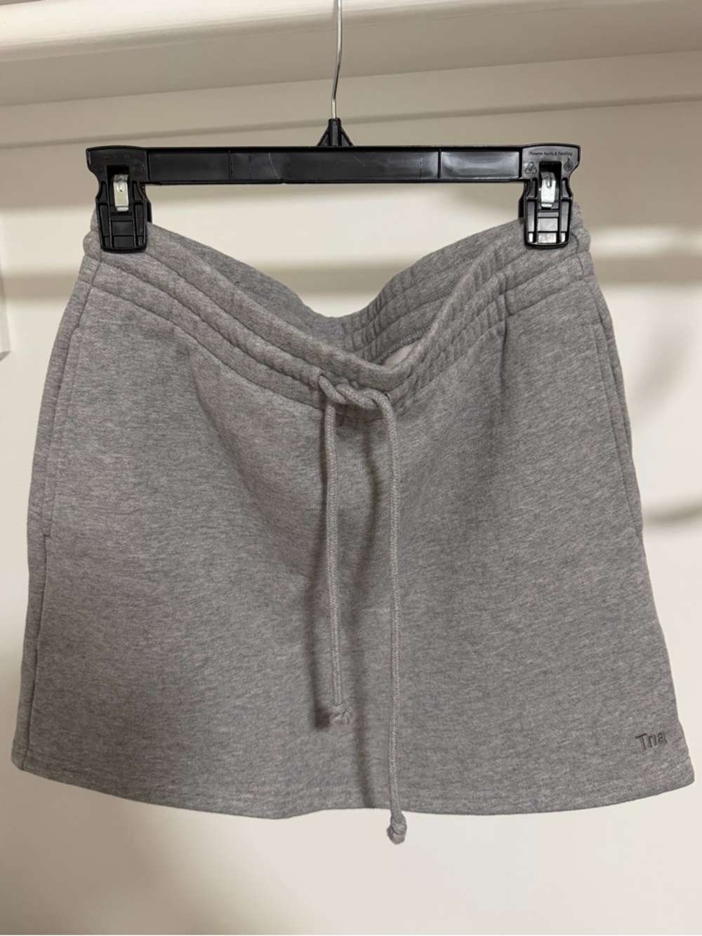 TNA Light Gray Drawstring Knit Mini Skirt